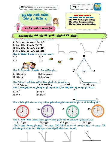 Bài tập cuối tuần môn Toán Lớp 4 Sách KNTT - Tuần 4