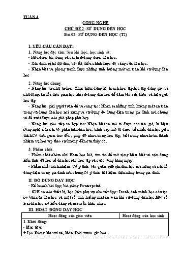 Giáo án Công nghệ Lớp 3 Sách KNTT - Tuần 4