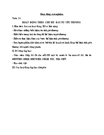 Giáo án HĐTN Lớp 1 (Sách Cùng học để phát triển năng lực) - Tuần 14