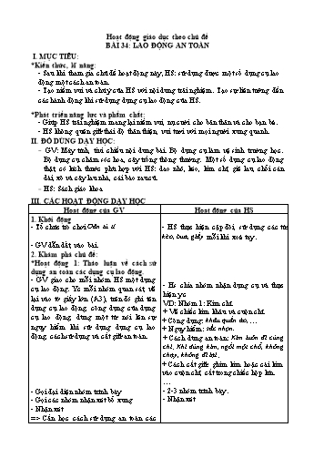 Giáo án HĐTN Lớp 2 Sách KNTT - Bài 34: Lao động an toàn