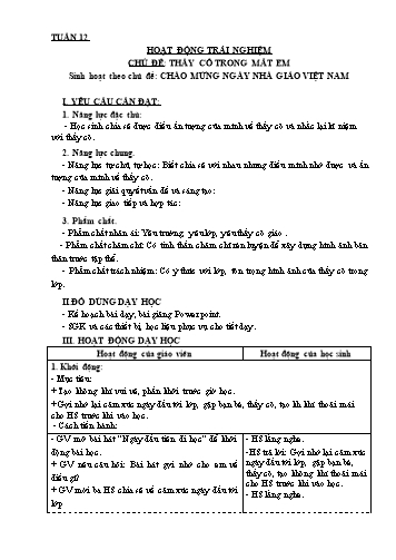 Giáo án HĐTN Lớp 3 Sách KNTT - Tuần 12