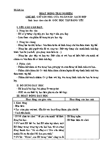 Giáo án HĐTN Lớp 3 Sách KNTT - Tuần 14