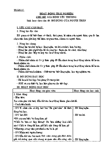 Giáo án HĐTN Lớp 3 Sách KNTT - Tuần 17