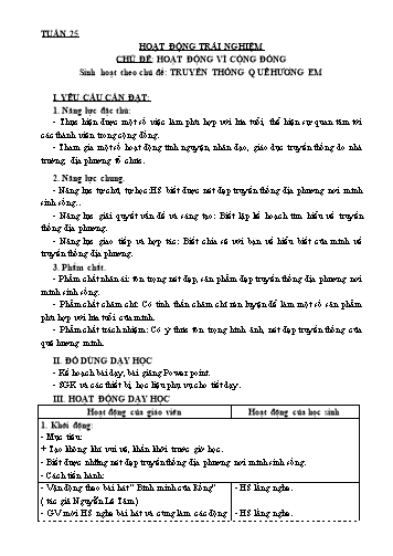 Giáo án HĐTN Lớp 3 Sách KNTT - Tuần 25