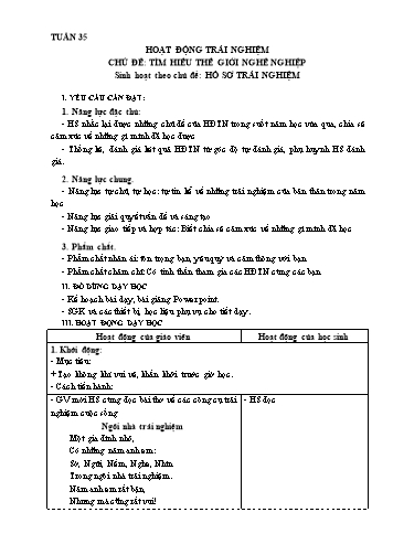 Giáo án HĐTN Lớp 3 Sách KNTT - Tuần 35