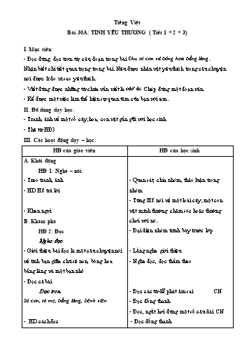 Giáo án Tiếng Việt Lớp 1 (Sách Cùng học để phát triển năng lực) - Tuần 30