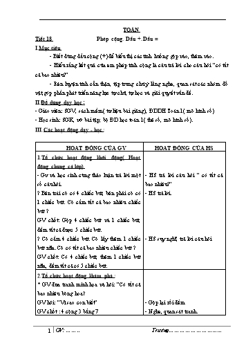 Giáo án Toán Lớp 1 (Sách Cùng học để phát triển năng lực) - Tuần 7