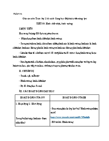Giáo án Toán Lớp 1 (Sách Cùng học để phát triển năng lực) - Tuần 19
