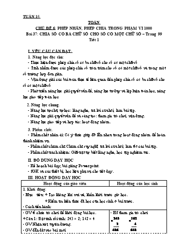 Giáo án Toán Lớp 3 Sách KNTT - Tuần 15