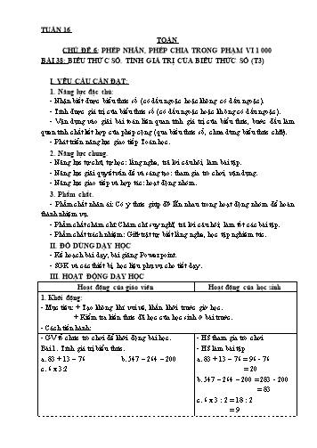 Giáo án Toán Lớp 3 Sách KNTT - Tuần 16