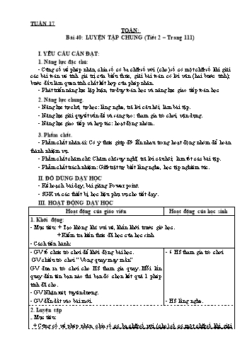Giáo án Toán Lớp 3 Sách KNTT - Tuần 17