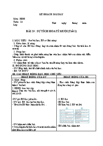 Kế hoạch bài dạy Tiếng Việt Lớp 2 Sách KNTT (Buổi 2) - Tuần 14