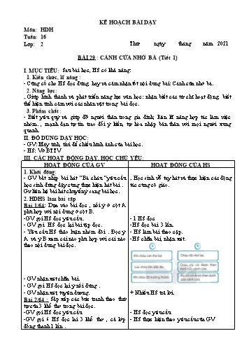 Kế hoạch bài dạy Tiếng Việt Lớp 2 Sách KNTT (Buổi 2) - Tuần 16