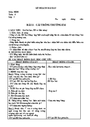 Kế hoạch bài dạy Tiếng Việt Lớp 2 Sách KNTT (Buổi 2) - Tuần 6