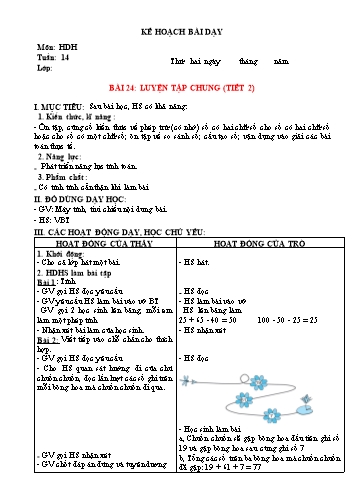 Kế hoạch bài dạy Toán Lớp 2 Sách KNTT (Buổi 2) - Tuần 14
