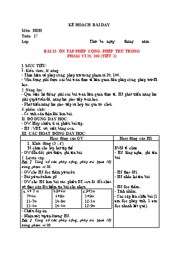Kế hoạch bài dạy Toán Lớp 2 Sách KNTT (Buổi 2) - Tuần 17