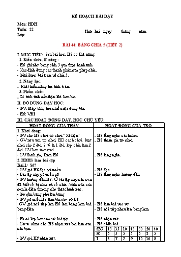 Kế hoạch bài dạy Toán Lớp 2 Sách KNTT (Buổi 2) - Tuần 22