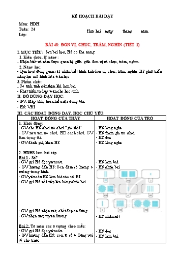Kế hoạch bài dạy Toán Lớp 2 Sách KNTT (Buổi 2) - Tuần 24