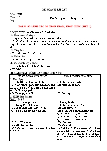 Kế hoạch bài dạy Toán Lớp 2 Sách KNTT (Buổi 2) - Tuần 25