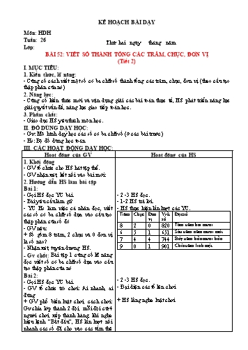Kế hoạch bài dạy Toán Lớp 2 Sách KNTT (Buổi 2) - Tuần 26