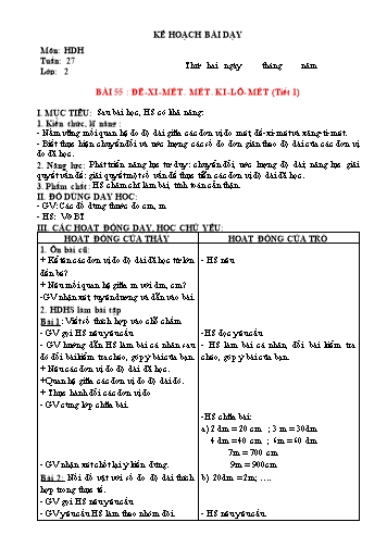 Kế hoạch bài dạy Toán Lớp 2 Sách KNTT (Buổi 2) - Tuần 27