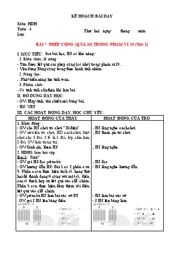 Kế hoạch bài dạy Toán Lớp 2 Sách KNTT (Buổi 2) - Tuần 4