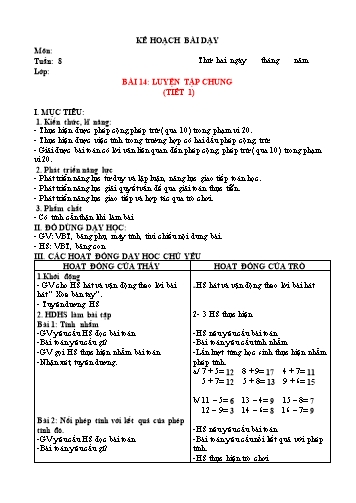 Kế hoạch bài dạy Toán Lớp 2 Sách KNTT (Buổi 2) - Tuần 8