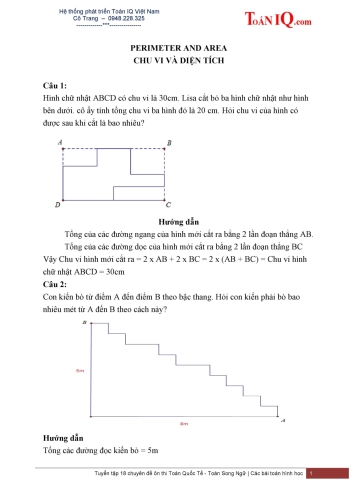 Ôn thi Toán Quốc tế - Toán song ngữ - Chuyên đề 9: Chu vi và diện tích (Perimeter and area)
