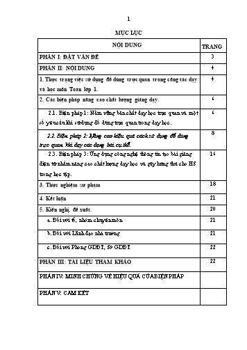 SKKN Nâng cao hiệu quả sử dụng đồ dùng trực quan, phát huy tính tích cực trong dạy học Toán cho học sinh Lớp 1