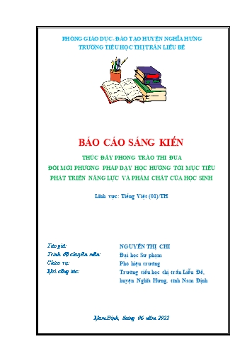 SKKN Thúc đẩy phong trào thi đua đổi mới phương pháp dạy học hướng tới mục tiêu phát triển năng lực và phẩm chất của học sinh