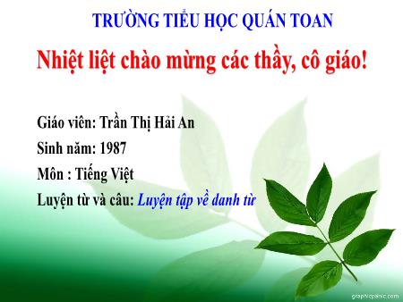 Bài giảng Tiếng Việt 4 - Luyện từ và câu: Luyện tập về danh từ (Trần Thị Hải An)