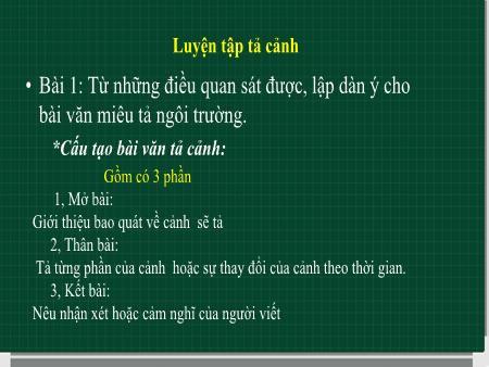 Bài giảng Tiếng Việt 5 - Tuần 12, Luyện tập tả cảnh