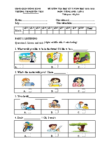 Bài kiểm tra học kì 2 môn Tiếng Anh 5 - Trường TH Nguyễn Trãi, Hồng Bàng - Năm học 2022-2023 (Ma trận + Đáp án)