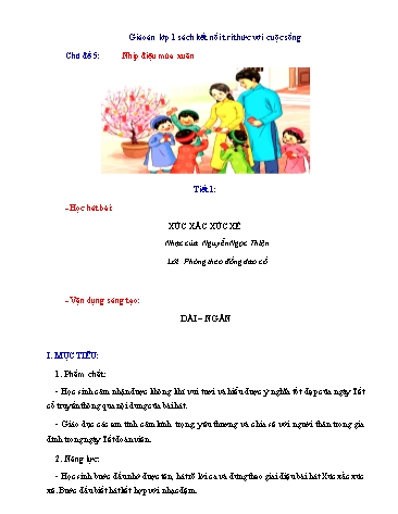 Kế hoạch bài dạy Âm Nhạc 1 (Kết nối tri thức) - Chủ đề 5: Nhịp điệu mùa xuân