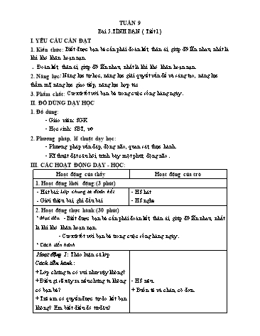 Kế hoạch bài dạy Đạo Đức 5 - Tuần 9, Bài 5: Tình bạn (Tiết 1)