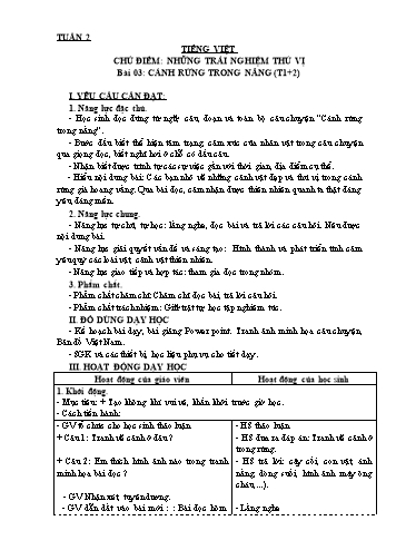 Kế hoạch bài dạy môn Tiếng Việt 3 - Tuần 2