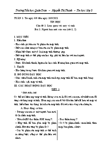 Kế hoạch bài dạy Tin Học 3 - Năm học 2021-2022 (Nguyễn Thị Thanh)