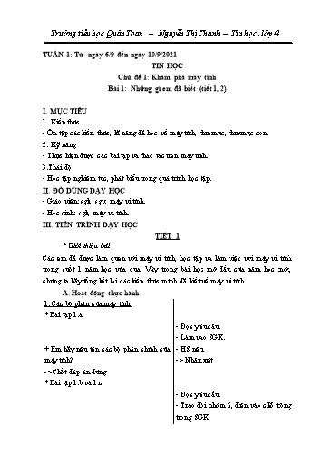Kế hoạch bài dạy Tin Học 4 - Năm học 2021-2022 (Nguyễn Thị Thanh)