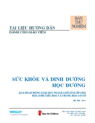 Tài liệu hướng dẫn dành cho giáo viên - Sức khỏe và dinh dưỡng học đường qua hoạt động giáo dục ngoài giờ lên lớp cho học sinh tiểu học và trung học cơ sở